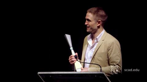 Play video of Robert Pattinson at SCAD Savannah Film Festival