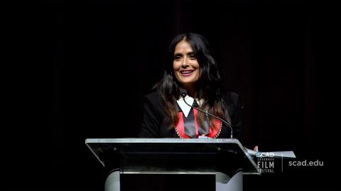 Play video of Salma Hayek Pinault at SCAD Savannah Film Festival
